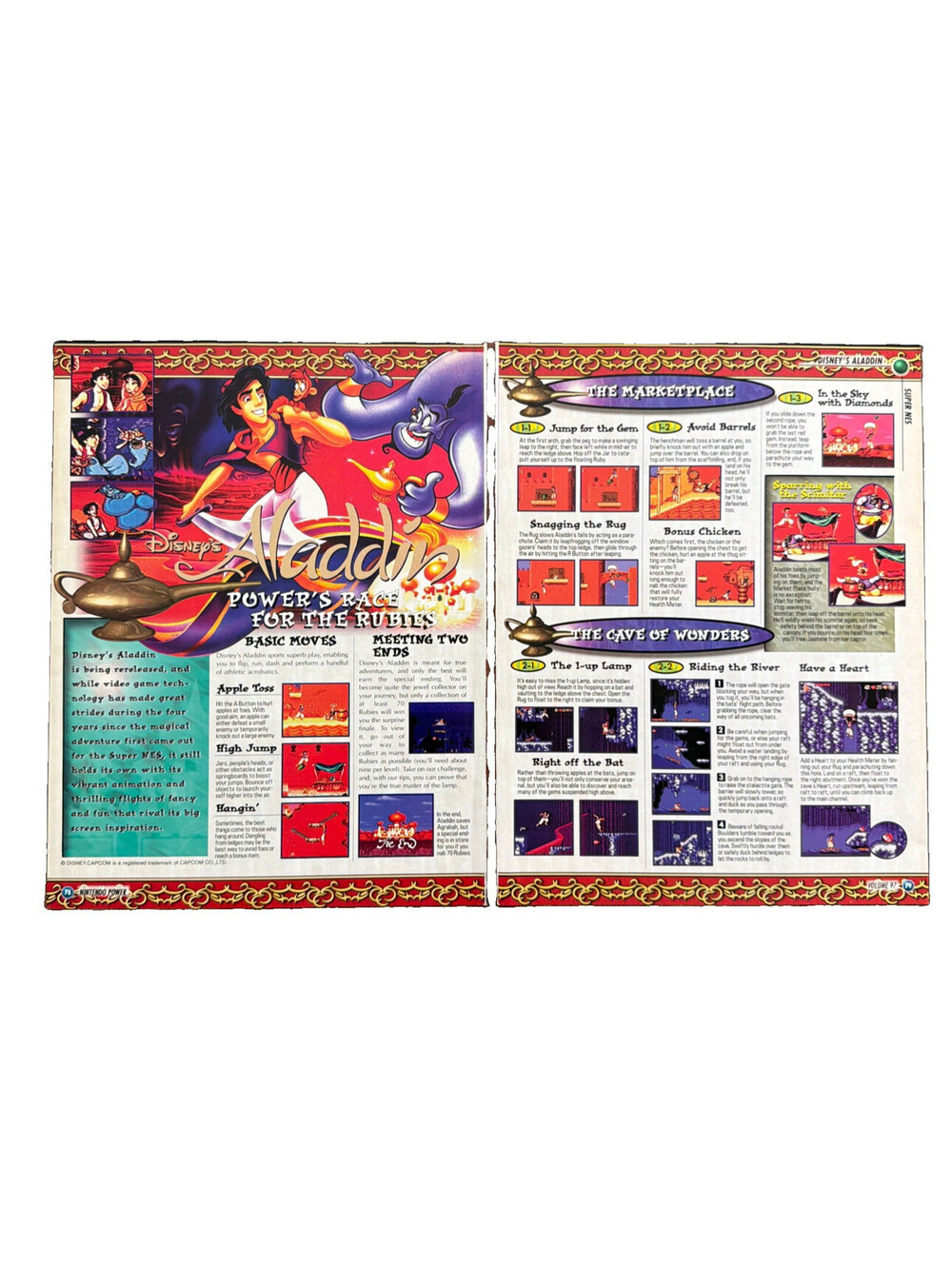 Disney’s Aladdin Super Nintendo SNES Video Game Preview Print Ad Promo Art SNES